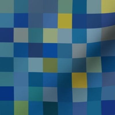 Starry Night random pixelsquares, bright colors,  1" squares
