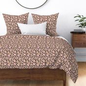 Raw free hand leopard spots wild boho animal print in valentine black pink ochre yellow on blush