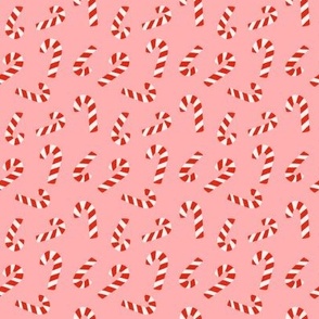 Candy Canes on Pink - Mini