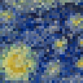 pixelsquares starry, starry night, original colors  (1/4" squares)