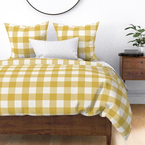 3" Gold Gingham: Light Gold Gingham Check, Buffalo Check, Large Check