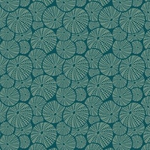 Bed Of Urchins - Nautical Sea Urchins - Dark Teal and Sea Green Small Scale 