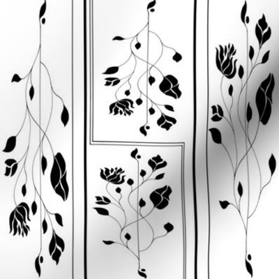 Art Nouveau Vines and Lines Black and White