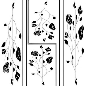 Art Nouveau Vines and Lines Black and White