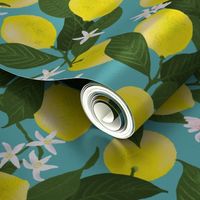 Horizontal Lovely Lemon Grove, Teal by Brittanylane