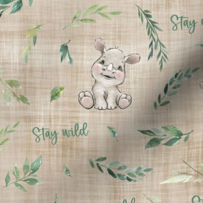 stay wild rhino brown linen