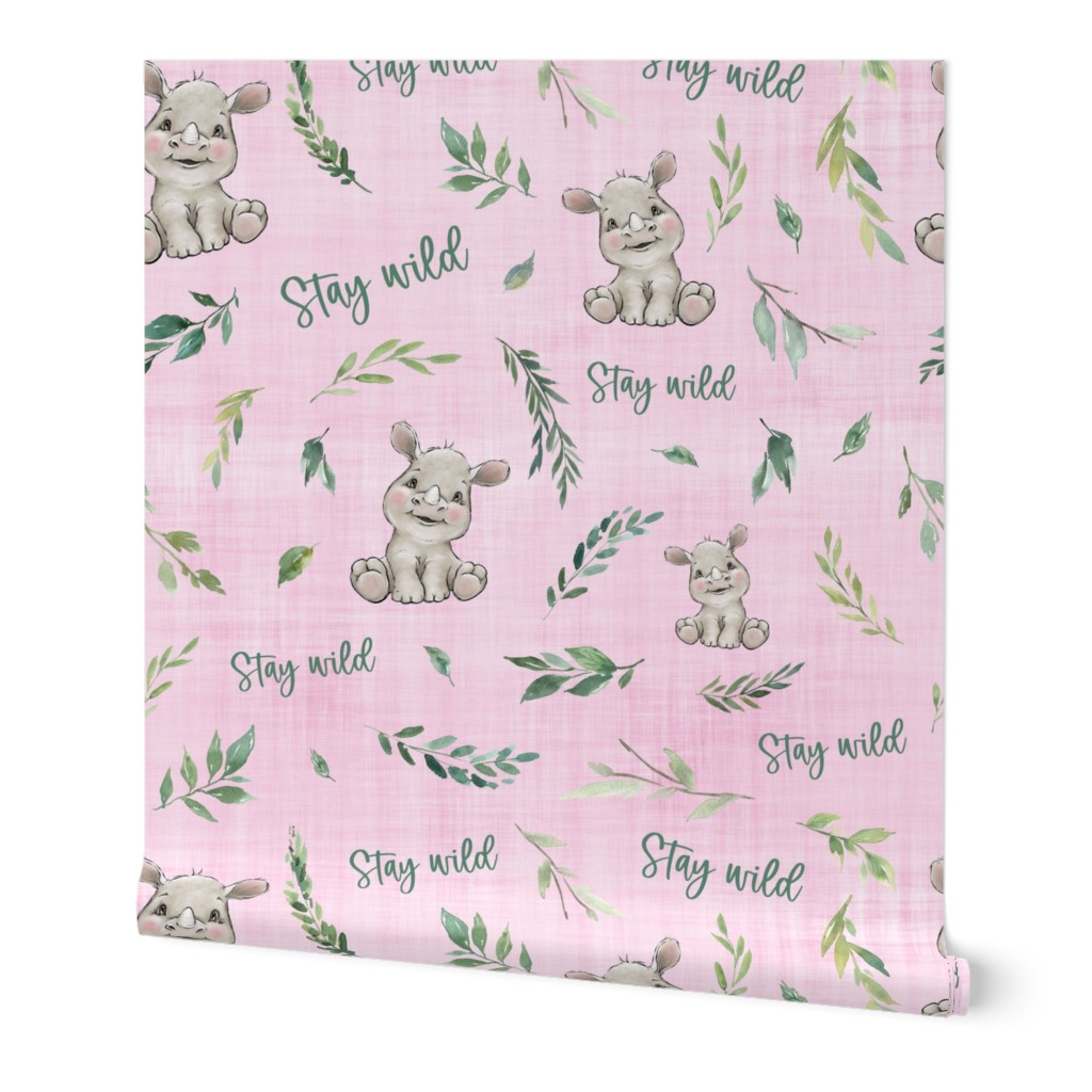 stay wild rhino pink linen