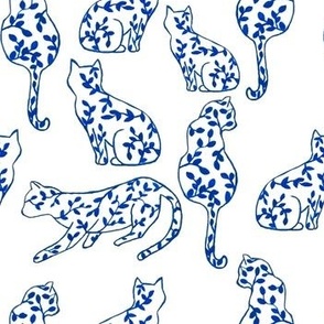 Blue and White Cats and Vines