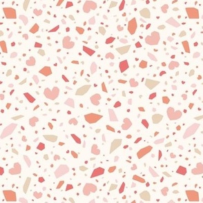Heart Terrazzo in Pink, Orange & Beige (Small Scale)