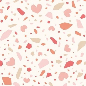 Heart Terrazzo in Pink, Orange & Beige (Large Scale)