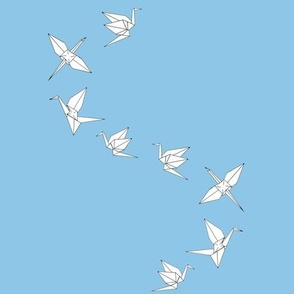 Paper Cranes in Flight 