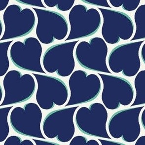 Wavy Hearts - Navy on Eggshell 