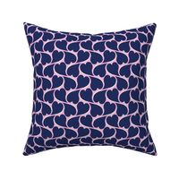 Wavy Hearts - Navy on Rose 