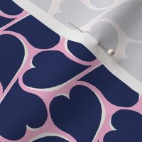 Wavy Hearts - Navy on Rose 