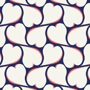 Wavy Hearts - Eggshell on Navy 