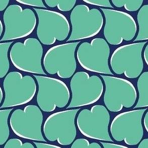 Wavy Hearts - Summer Mint on Navy