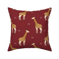 Giraffes on red