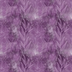 Watercolour Line Art Florals Purple (Medium)
