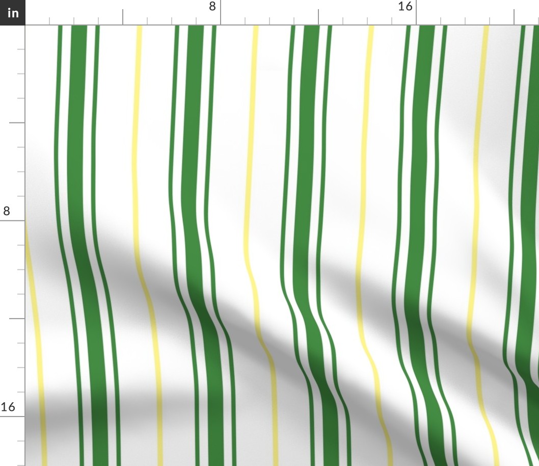 Green yellow stripe ticking