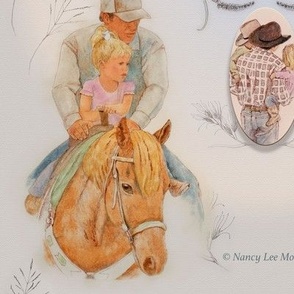 14x18-Inch Repeat of Learning the Ropes, Cowboys and Cowgirls