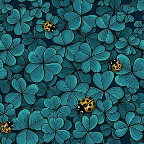 Find the lucky clover, blue and yellow