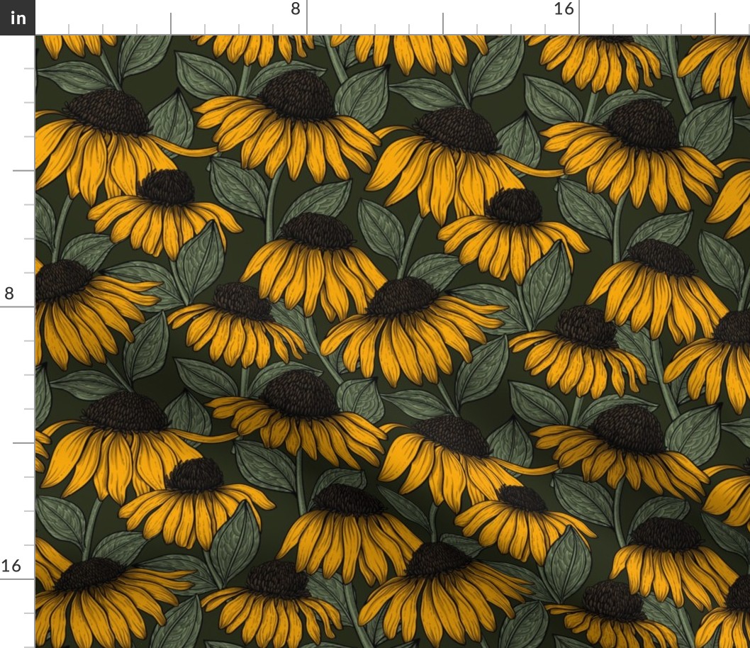 Yellow coneflowers ,sage and dark green