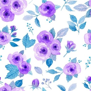 Rose Rose, violet and blue on white