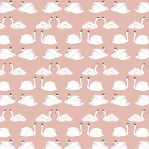 Sketchy swans Blush Pink with Darker Plum Burgundy Crowns