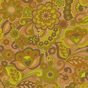30 Flower Power brown and green
