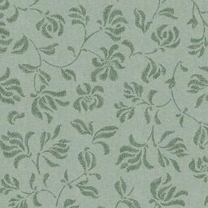 Monotonal Soft Green Vintage Floral