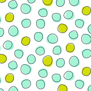 Irregular Outlined Circles in Mint and Chartreuse Non Directional Abstract Geometric Large