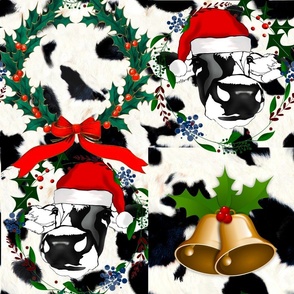 Christmas cow,Santa,festive pattern 