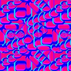 Bold Modern Blue Pink Purple Groovy Psychedelic Retro Geometric 1