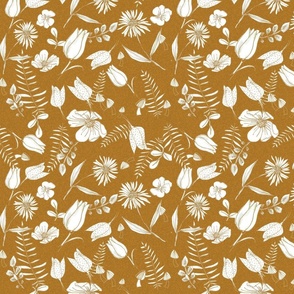 Cottage Core Floral on Mustard