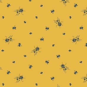 house fly - scattered - mustard