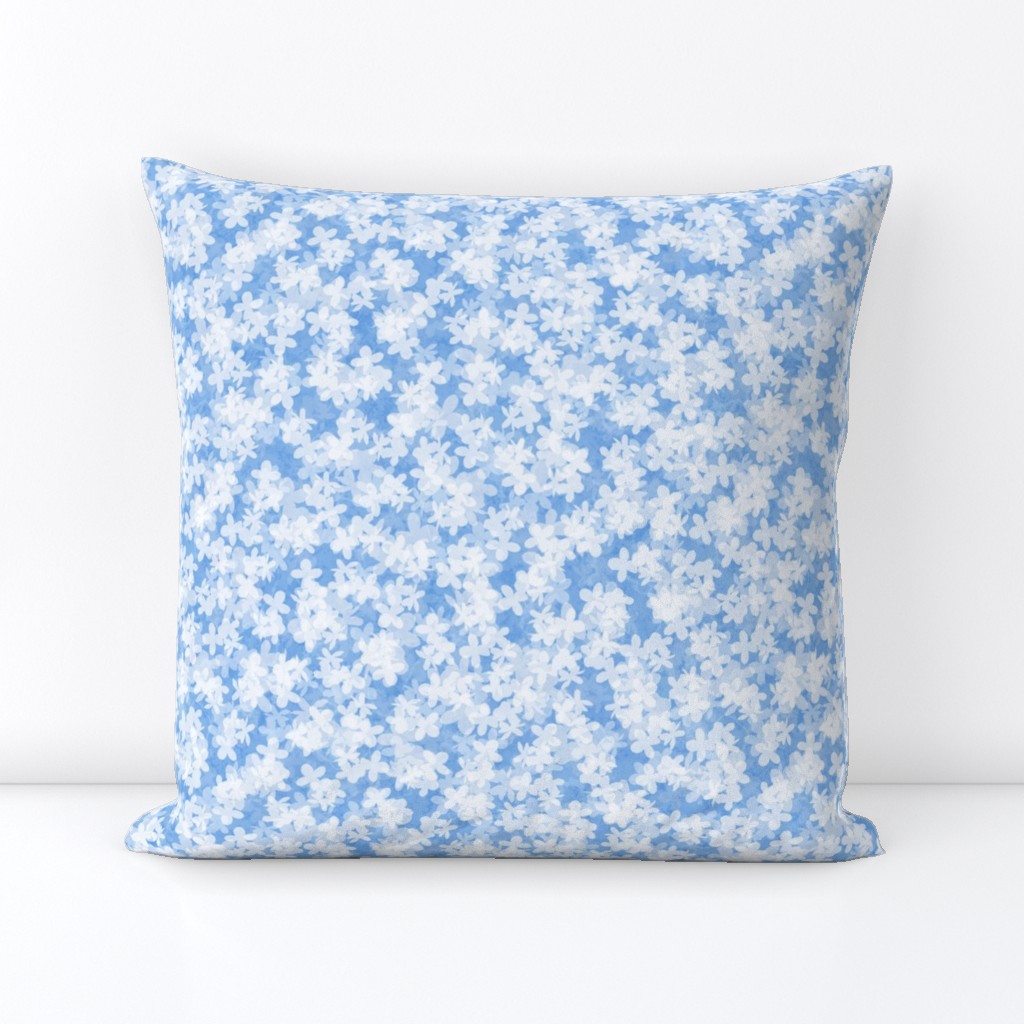 White Hydrangeas on Cornflower Blue
