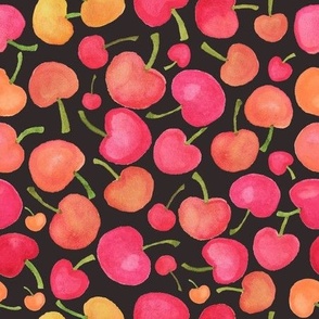 Watercolor cherries-black