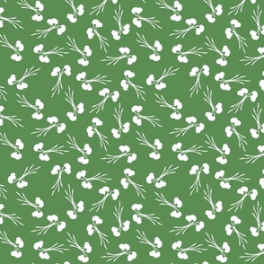 Poppy - Hand-Drawn Floral - SF Kelly Green Solid and White - Medium Scale
