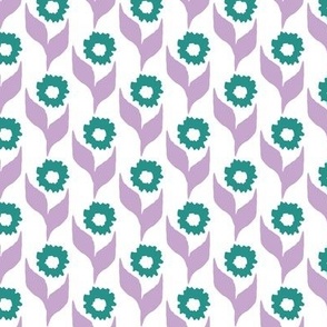 Hana - Hand-Drawn Floral - Teal and Lavender 3 - Medium Scale