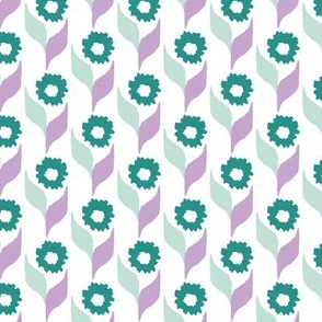 Hana - Hand-Drawn Floral - Teal and Lavender 5 - Medium Scale