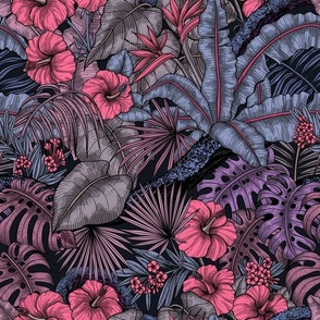 Tropical garden in pink and violet