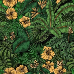Tropical garden in green and yellow