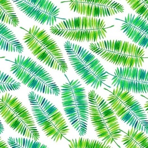 Watercolor palm leaves , green