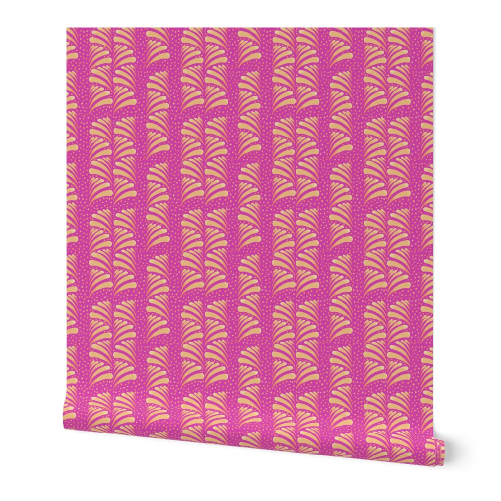 Piped tear drops on a spotty shocking pink background 6” repeat