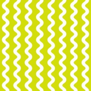 Wide White on Chartreuse Curved Zig Zag