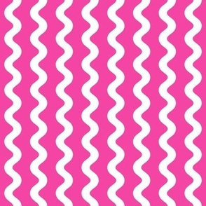 Wide White on Hot Pink Curved Zig Zag