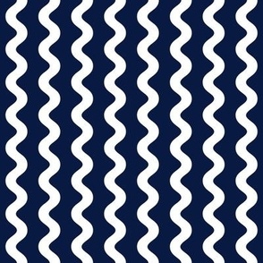 Wide White on Midnight Blue Curved Zig Zag