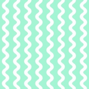 Wide White on Mint Curved Zig Zag