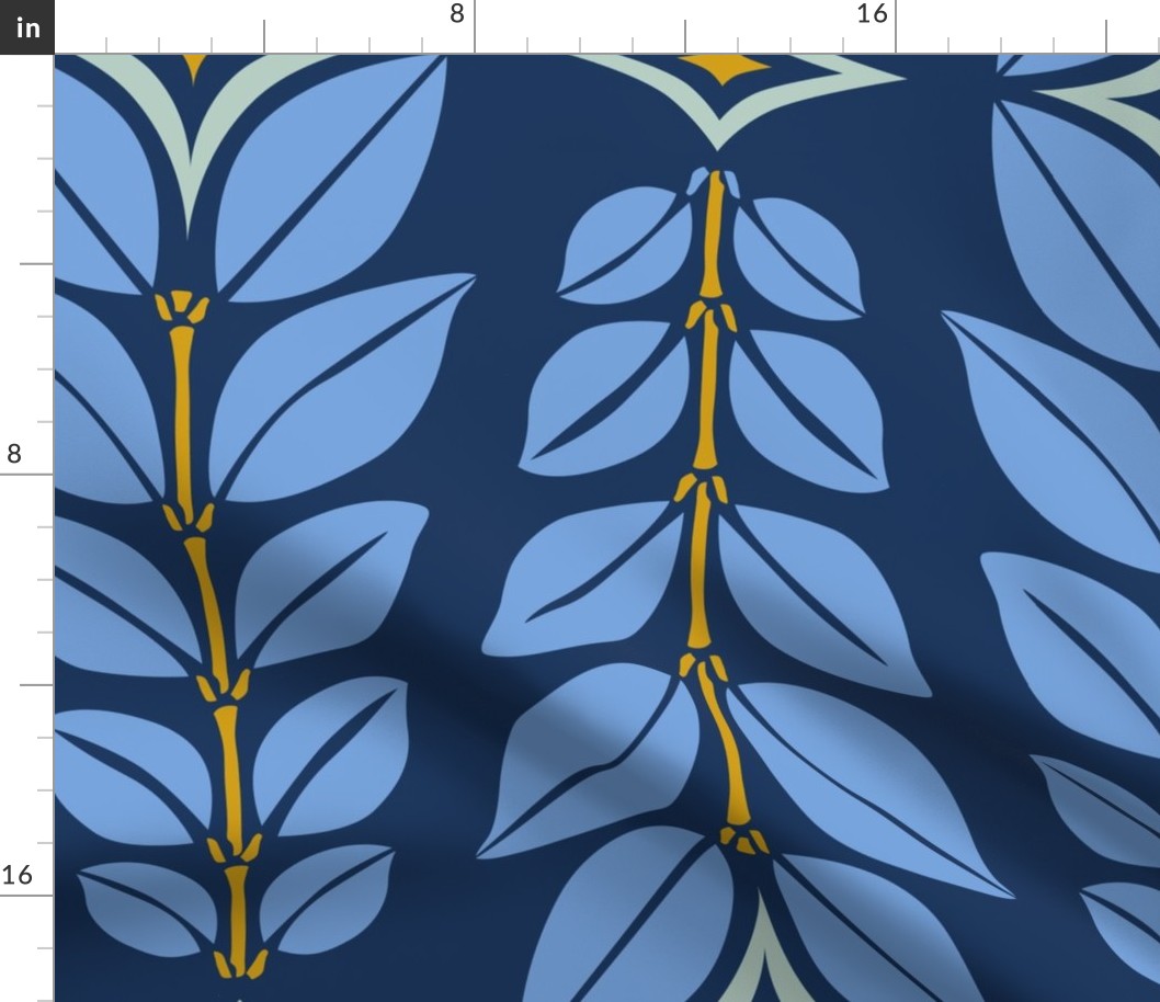 Cortlan - Retro Leaf Geometric Tonal Blue Jumbo Scale