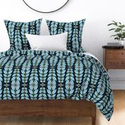 Cortlan - Retro Leaf Geometric Dark Blue and Ice Blue Large Scale